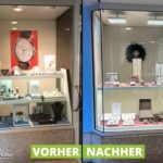 Schaufenster von Juwelier Horz, vorher und nachher