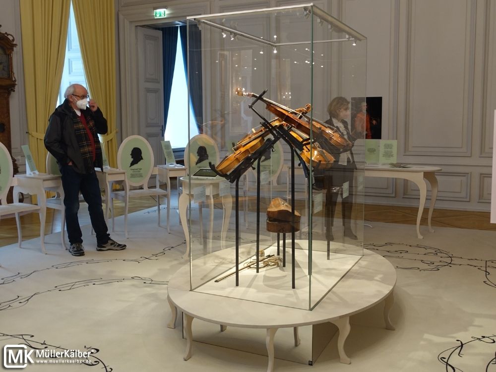 Klimavitrine im Schloss Mannheim, schöne Museumsvitrine