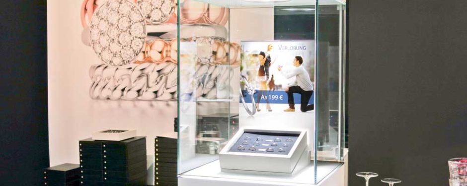 MK Glasaufsatz Aufsatzvitrine mit Diamantdrehlicht