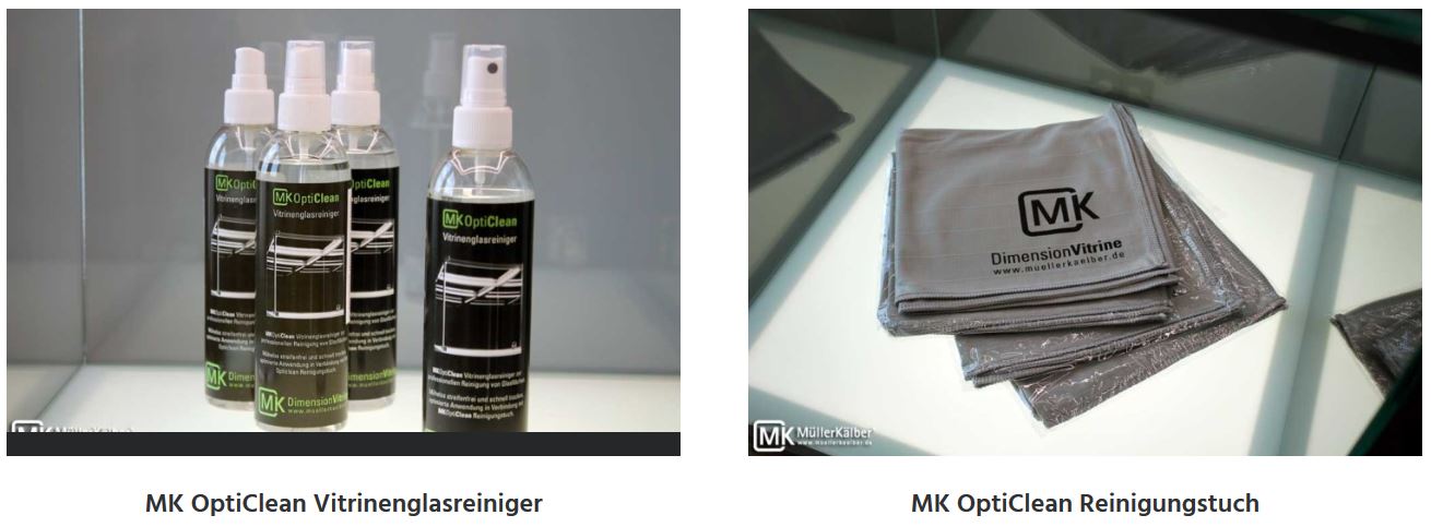 Vitrinenreinigung mit MK OptiClean Produkten