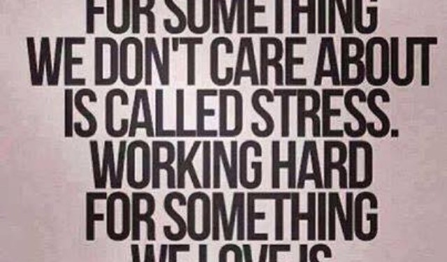 Working hard for something we don't care about is called stress. Working hard for something we love is called passion.